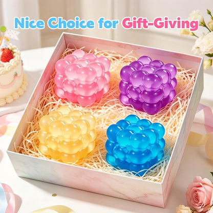 3D purple squishy cube fidget toy with soft and bouncy texture