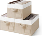 3-Pack Large Fabric Storage Bins with Handles, Collapsible Storage Boxes for Shelves & Closet Organization, Gray
