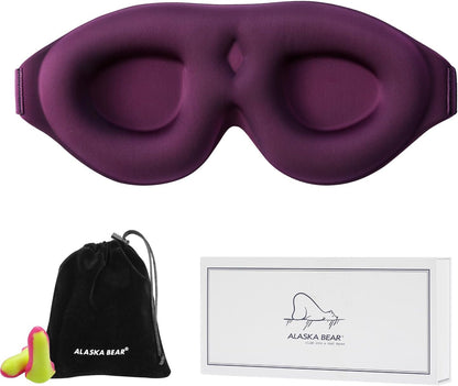 Memory Foam Sleep Mask – 3D Contoured Blackout Eye Mask with Earplugs, Soft & No Pressure on Eyelids, for Men & Women 