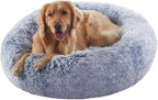 Donut Dog Bed for All Dogs Calming Plush Washable Round Bed 