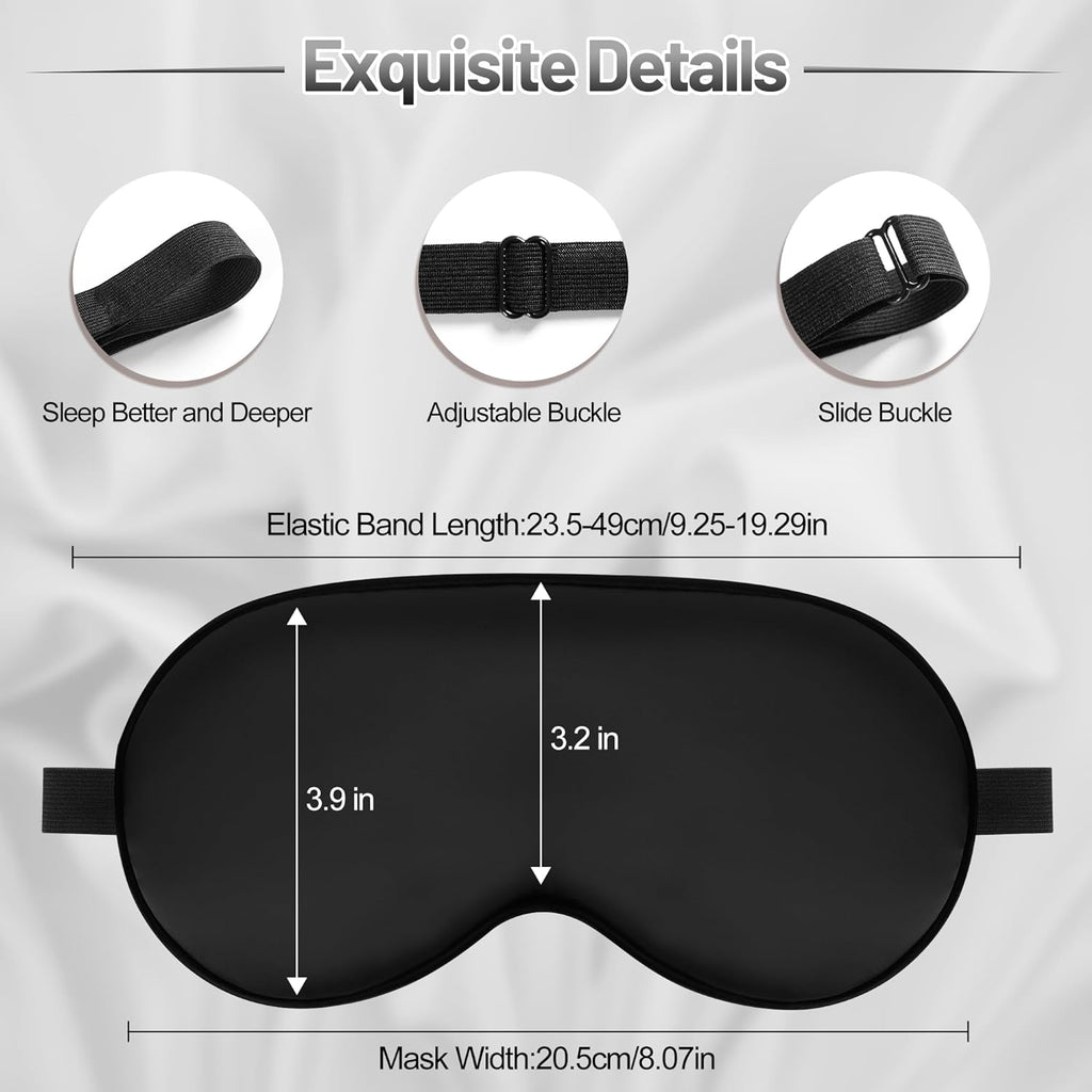 Silk Sleep Mask – Adjustable Satin Blackout Blindfold for Men & Women, Comfortable Night Sleep (Black, Blue, Green)