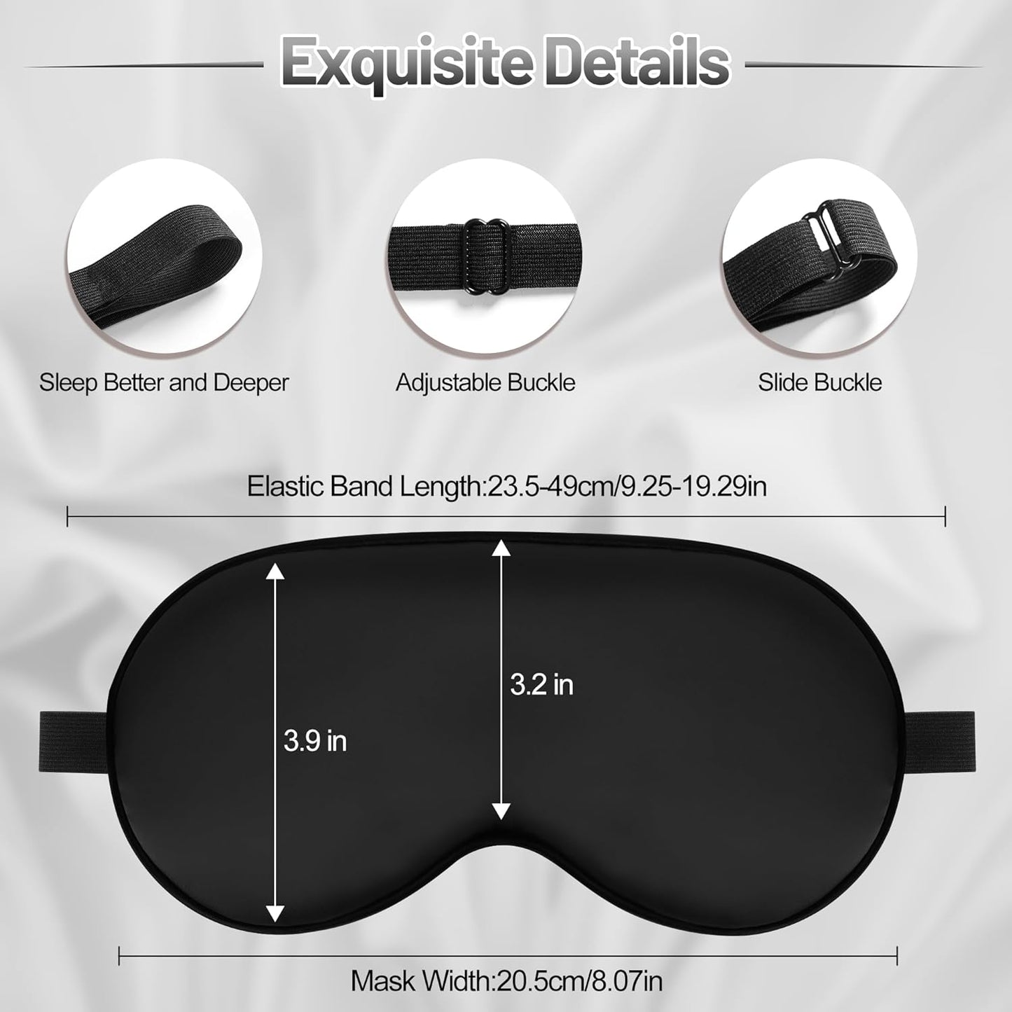 Silk Sleep Mask – Adjustable Satin Blackout Blindfold for Men & Women, Comfortable Night Sleep (Black, Blue, Green)