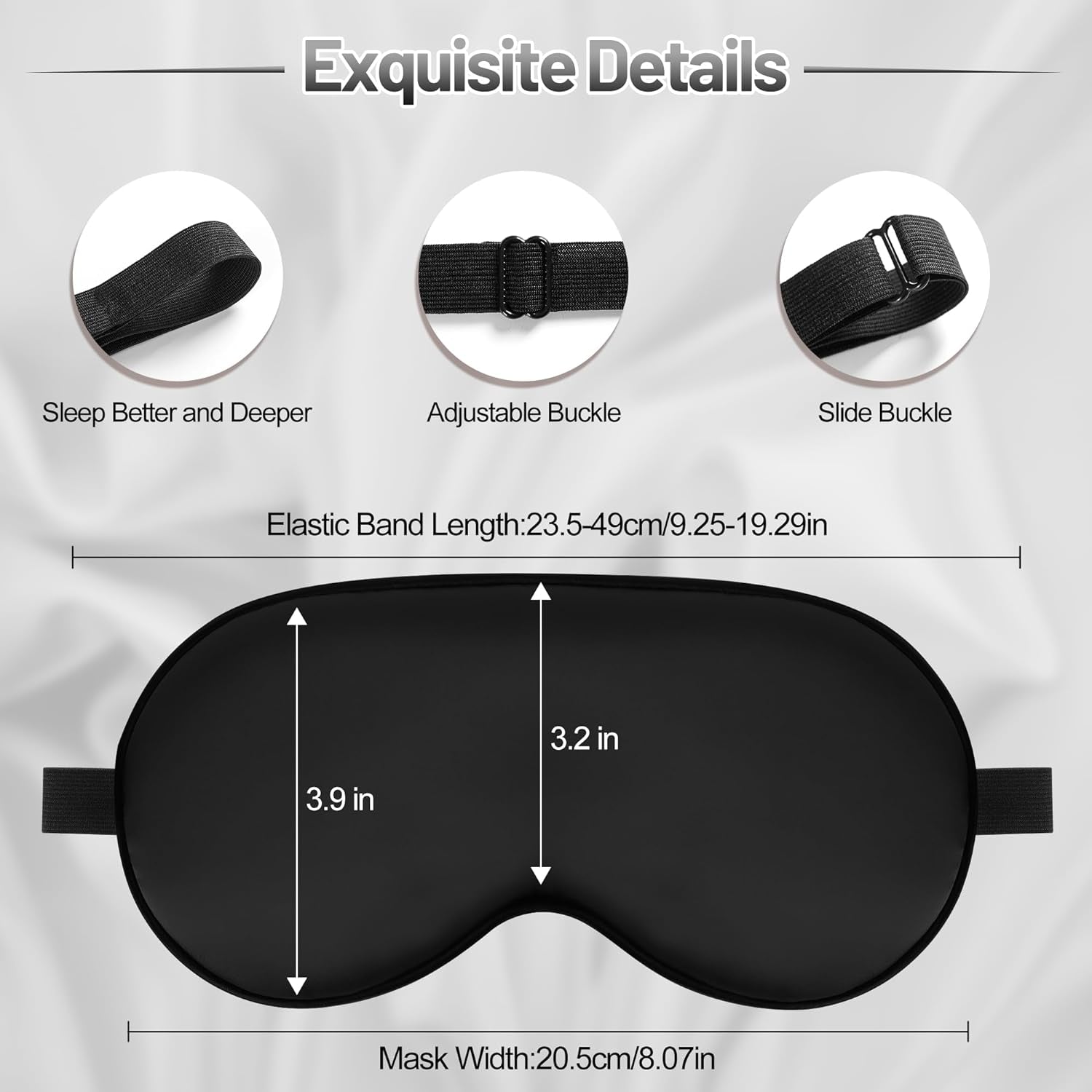 Silk Sleep Mask – Adjustable Satin Blackout Blindfold for Men & Women, Comfortable Night Sleep (Black, Blue, Green)