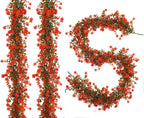3-Pack Black Artificial Eucalyptus Garland with Flowers, Halloween & Fall Party Decor, Fake Floral Greenery for Wall Backdrop