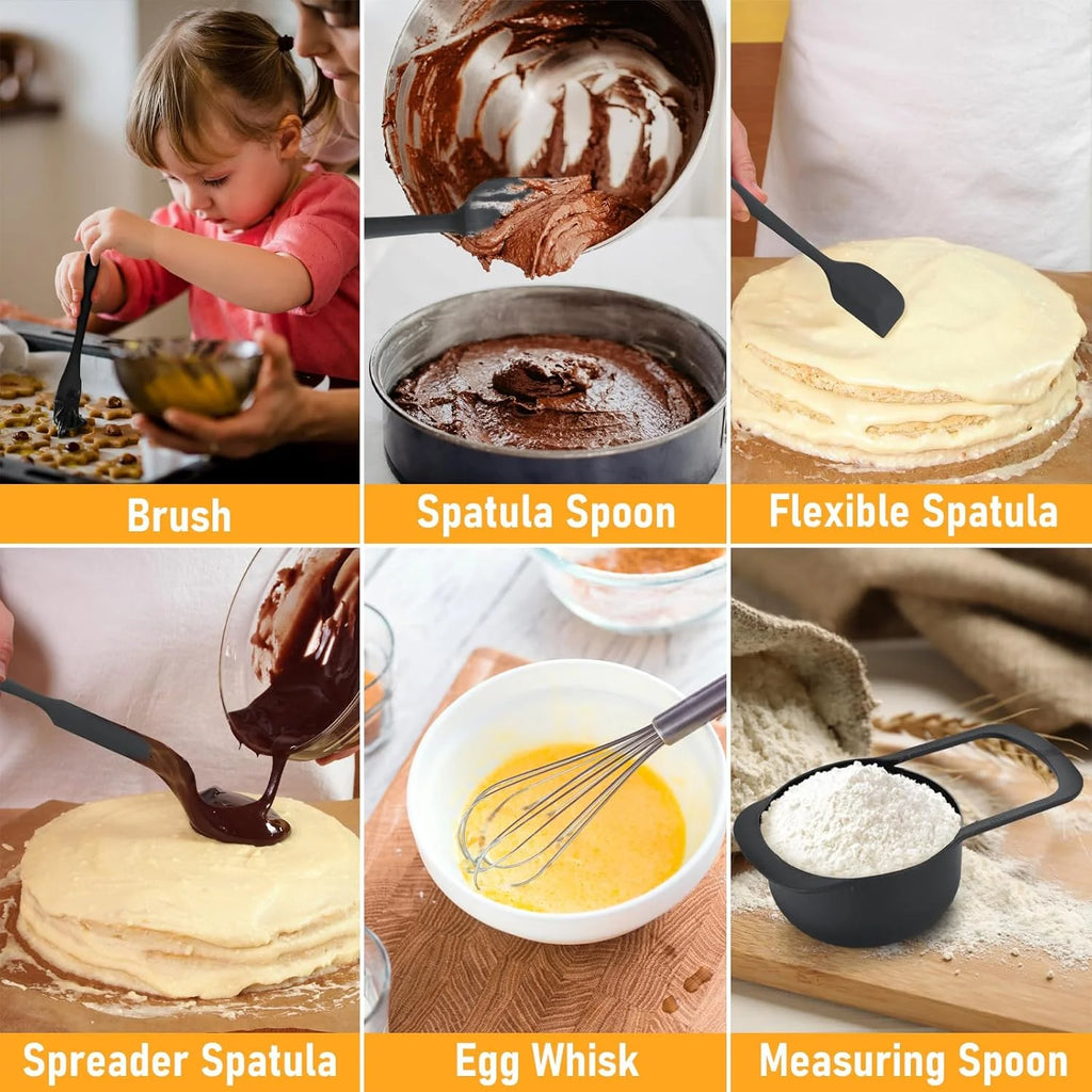 16 Pieces Mixing Bowls with Lids Set, 3 Grater Attachments, Non-Slip Silicone Base Stainless Steel Mixing Bowl Set, Sizes 4.5, 4, 3.5, 2.1, 1.5, 1.1, 0.7 Qt for Kitchen, Black