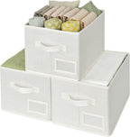3-Pack Large Fabric Storage Bins with Handles, Collapsible Storage Boxes for Shelves & Closet Organization, Gray