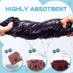 Grey and brown microfiber dog towels close-up