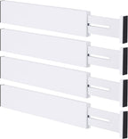 4-Pack Adjustable Bamboo Drawer Dividers, 12–17" for Kitchen, Closet, Dresser, Bedroom & Office Organization