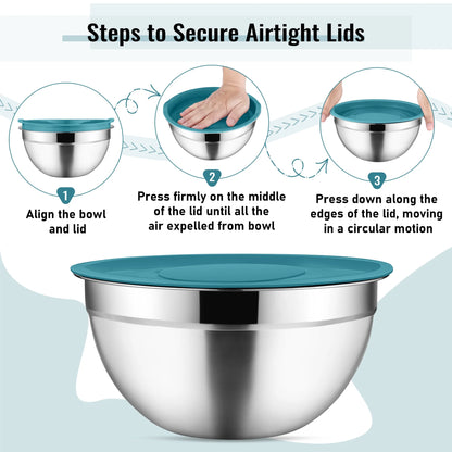 35-Piece Stainless Steel Nesting Mixing Bowl Set with Lids, 7 Sizes with 3 Graters & Kitchen Utensils for Mixing, Serving & Grating, Multi-Color