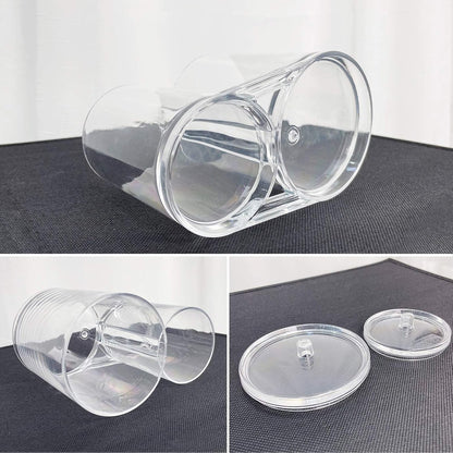 2-Pack Clear Plastic Qtip & Cotton Ball Holder Jars with Lids, Bathroom Storage Canisters (20oz & 10oz)