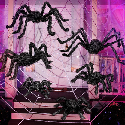Adjustable leg Halloween spiders for fences doors and trees