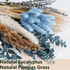 Dried floral bouquet with bunny tails and pampas grass for bedroom decoration