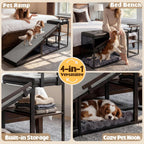 4-in-1 Dog Ramp for Bed  Storage Pet Stairs & Ottoman Bench, Ideal for Small&Medium Dogs,Black