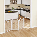 Folding Metal Dog Gate with Door, Freestanding Pet Fence