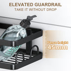 5 PCS Corner Shower Caddy, No Drilling Stainless Steel Shower Storage Rack with Hooks & Toothpaste Holder for Bathroom, Black