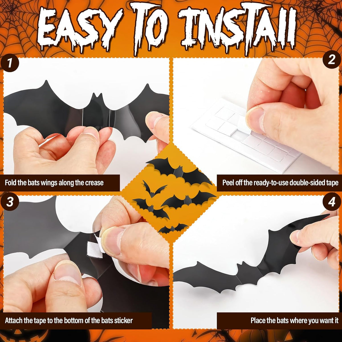 140 piece Halloween bat wall decoration set in five sizes