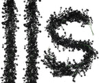 3-Pack Black Artificial Eucalyptus Garland with Flowers, Halloween & Fall Party Decor, Fake Floral Greenery for Wall Backdrop