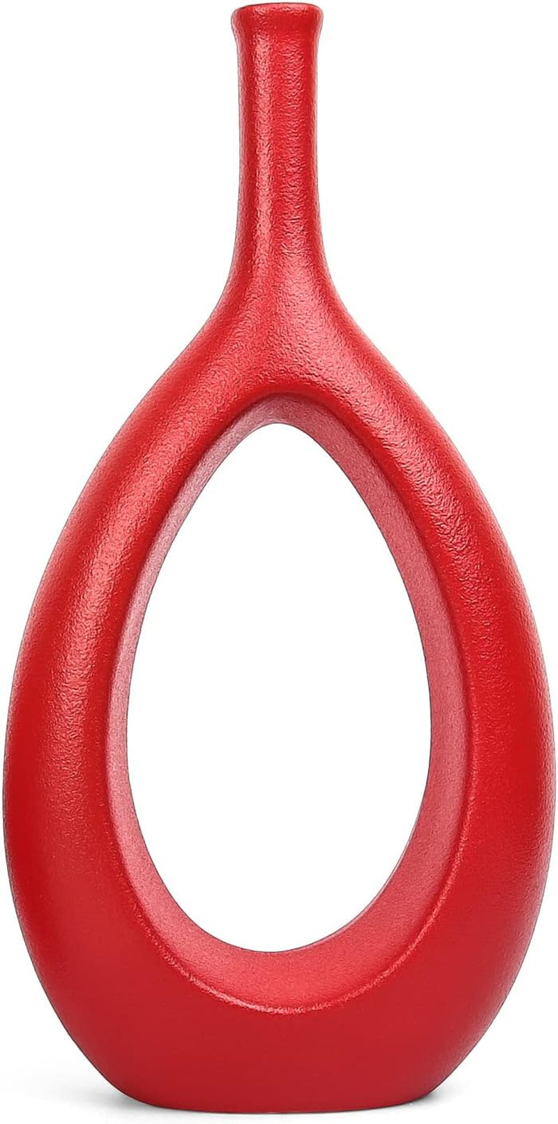 10" White Ceramic Vase for Modern Living Room, Bedroom, Kitchen Decor - Decorative Flower Vase