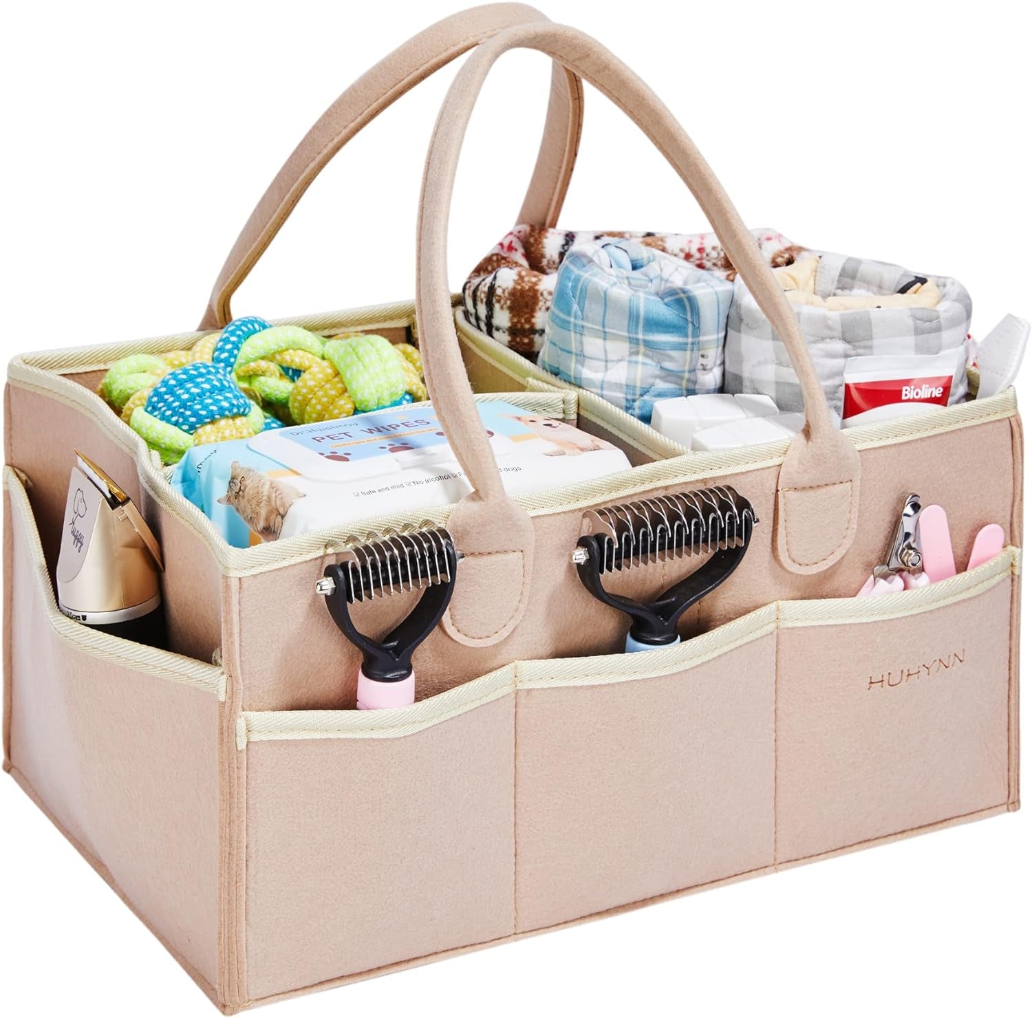 Pet Grooming Tote Bag for Dogs, Travel & Outdoor Organizer (Bag Only, Khaki)