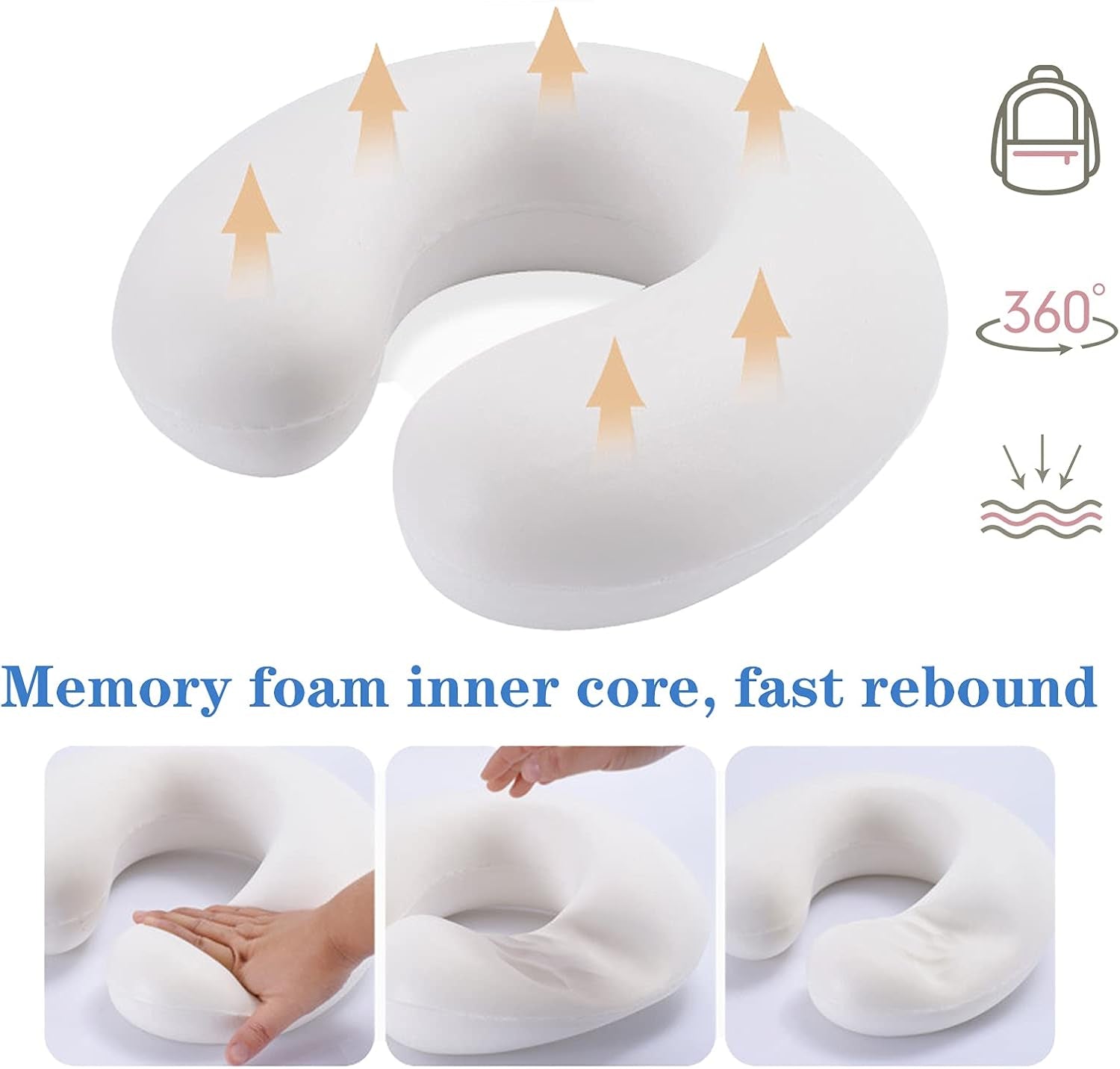 Upgraded Travel Neck Pillow – 100% Memory Foam for Airplane, Flight Headrest & Sleep, Portable Plane Accessory