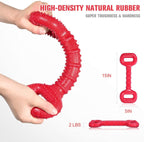 Feeko Dog Toys for Aggressive Chewers Large Breed, 15 Inch Interactive Long Lasting Dogs Toy with Convex Design Natural Rubber Tug-Of-War Toy for Medium Large Tooth Clean(Red)