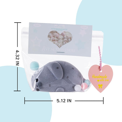 Cute gray Taba Seal squishy stress relief toy with soft wrapped fur