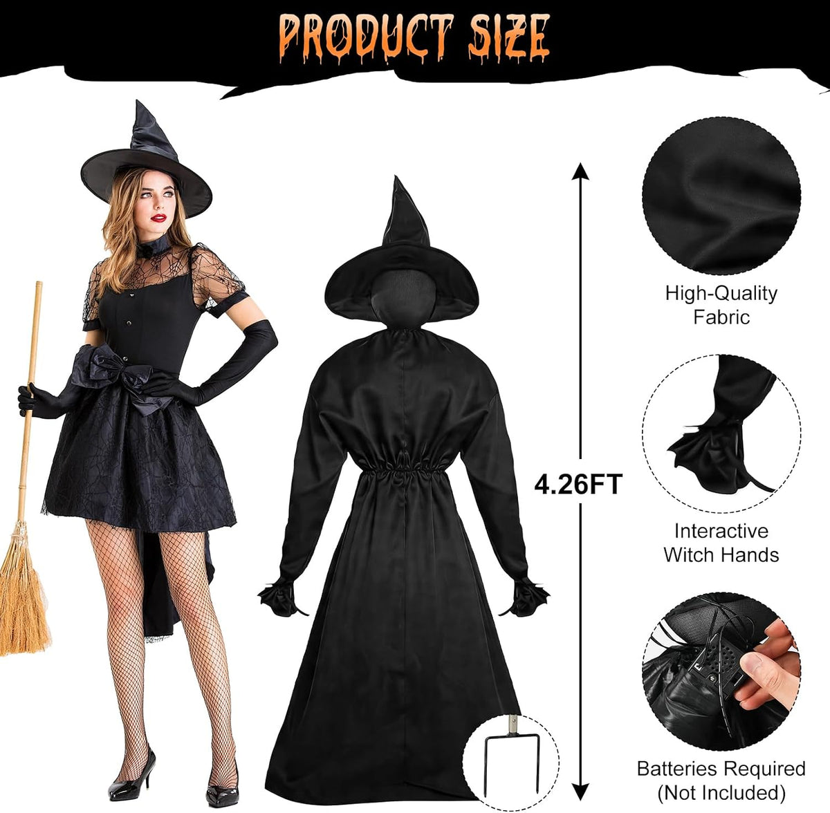 Halloween Decorations Outdoor, 5 Pack 4.3 FT Light up Holding Hands Witches