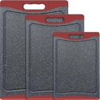 3-Pack Extra Large Plastic Cutting Boards with Juice Grooves & Easy-Grip Handles, Dishwasher Safe, Almond Gray