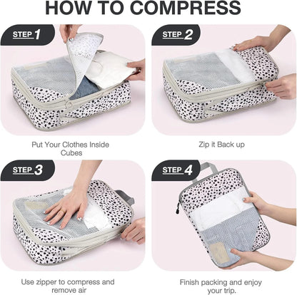 6 Set Compression Packing Cubes for Suitcases, Travel Accessories, Suitcase Organizer, Packing Cubes for Travel Luggage Organizer Women Men