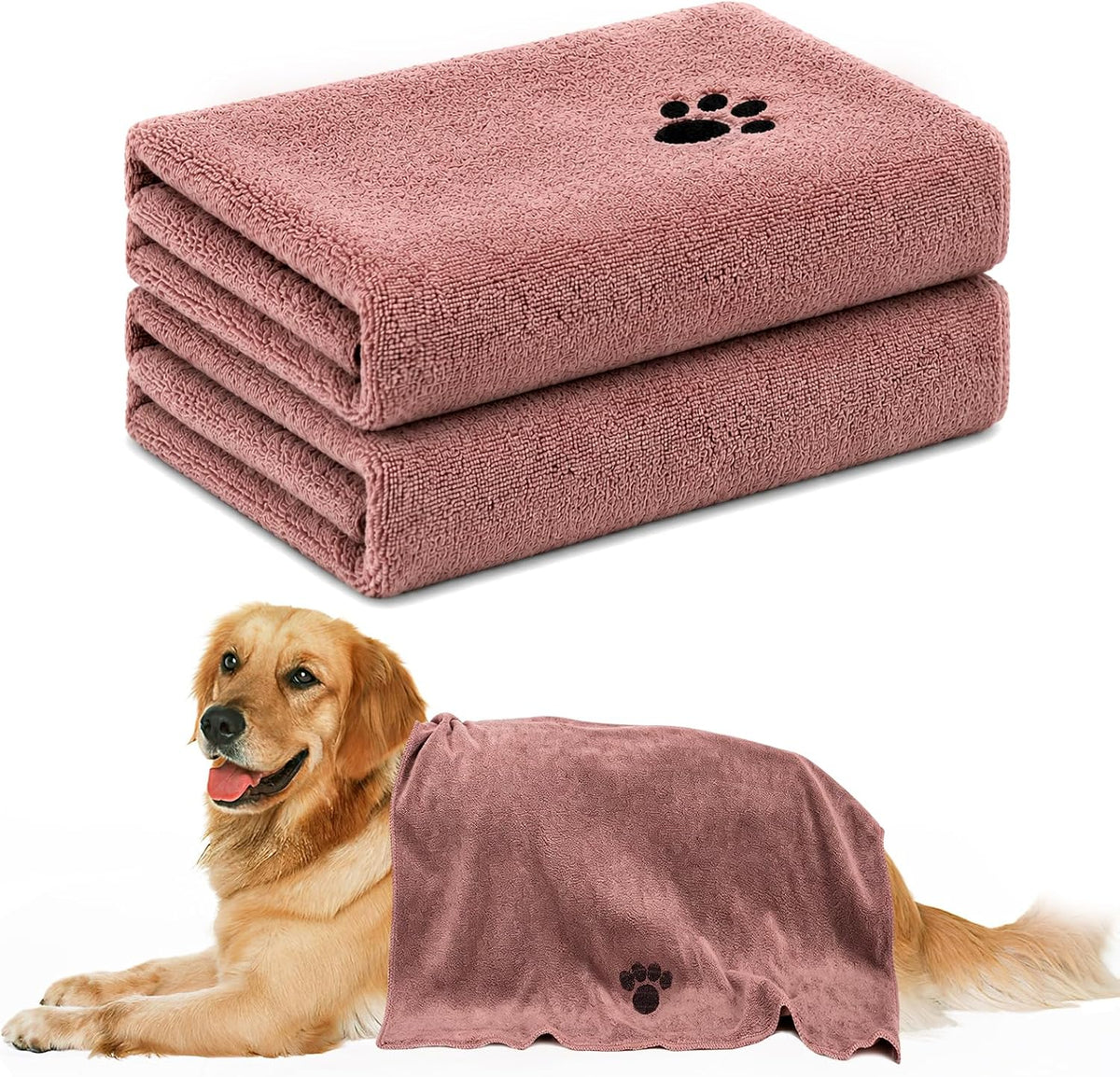 Durable microfiber dog towels with whipstitch edges