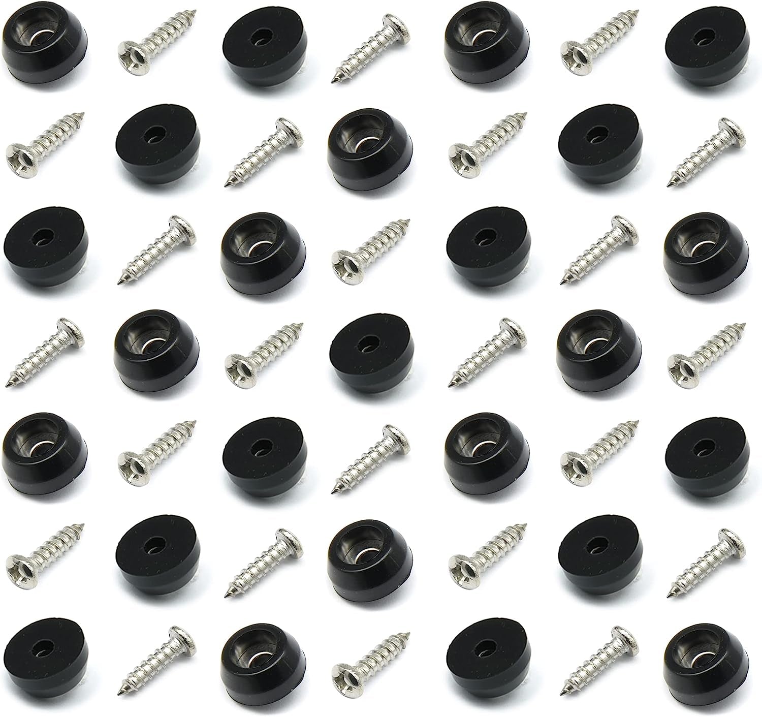 Cutting Board Feet with Stainless Screws, Black round Non Slip Rubber Feet for Cutting Board, Furnitrue & Electronics, 50 Pack