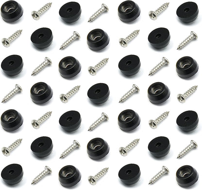 Cutting Board Feet with Stainless Screws, Black round Non Slip Rubber Feet for Cutting Board, Furnitrue & Electronics, 50 Pack