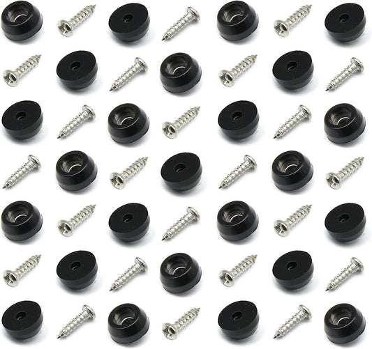 Cutting Board Feet with Stainless Screws, Black round Non Slip Rubber Feet for Cutting Board, Furnitrue & Electronics, 50 Pack