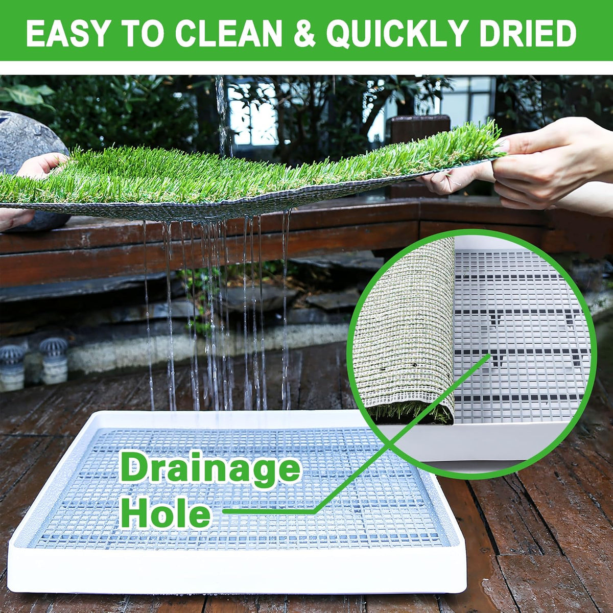 Dog potty training grass pad with stable non-slip backing for indoor floors