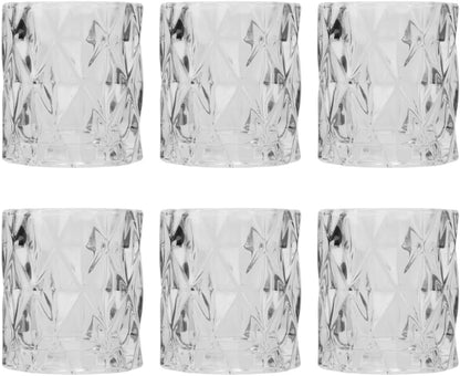 Set of 6 Red Glass Votive Candle Holders, 3" Tall Multifaceted Tealight Holders for Valentine's & Galentine's Day Decor