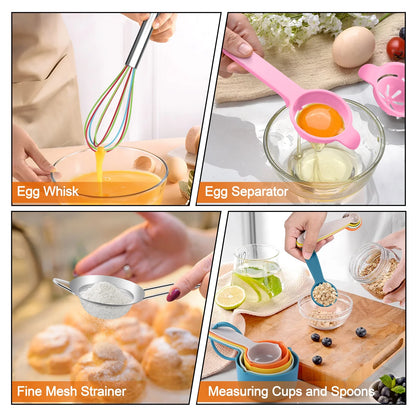 35-Piece Stainless Steel Nesting Mixing Bowl Set with Lids, 7 Sizes with 3 Graters & Kitchen Utensils for Mixing, Serving & Grating, Multi-Color