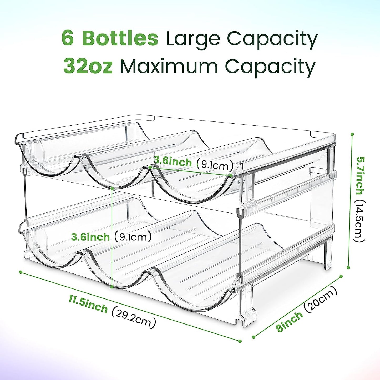Water Bottle Organizer for Cabinet, 2 Packs Water Bottle Storage Rack, Water Bottle Holder for Cabinet