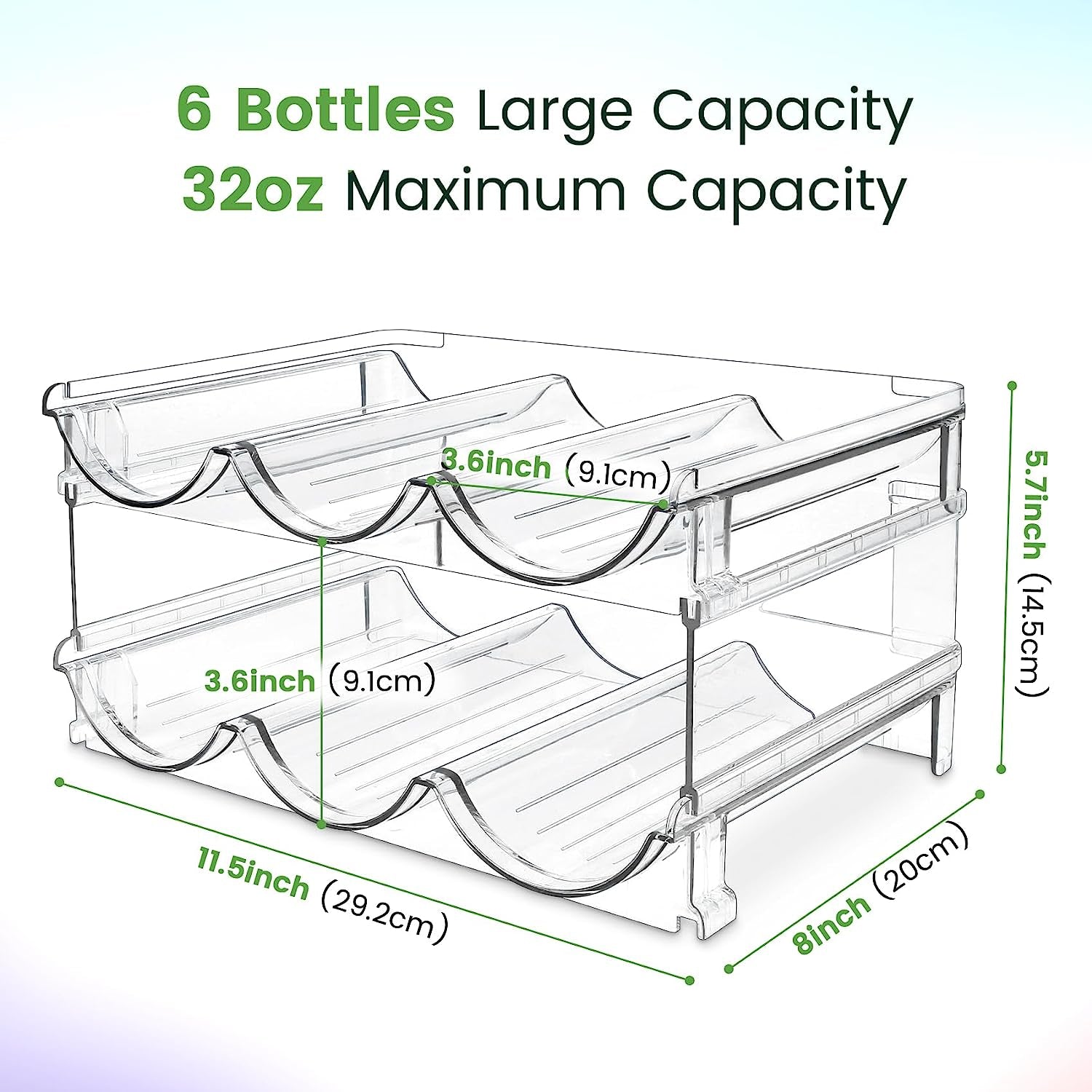 Water Bottle Organizer for Cabinet, 2 Packs Water Bottle Storage Rack, Water Bottle Holder for Cabinet