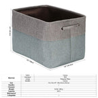 3-Pack Large Storage Basket Set, Trunk Organizer, Clothes Toys Bin, 15 X 10 X 10 Inches, Big Rectangular Canvas Fabric Collapsible Shelf Box with Handles, Stone Blue & Grey