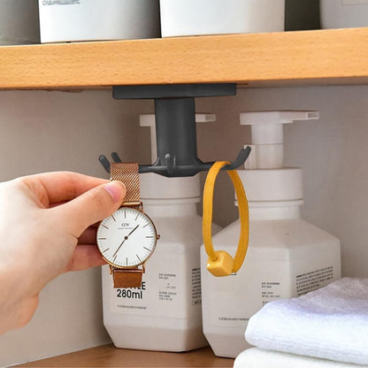 2Pcs 360 °Rotation Utility Hooks,Under Cabinet Kitchen Hooks,Storage Shelf