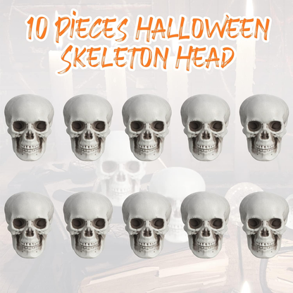 10 piece miniature skull set for haunted house decorations