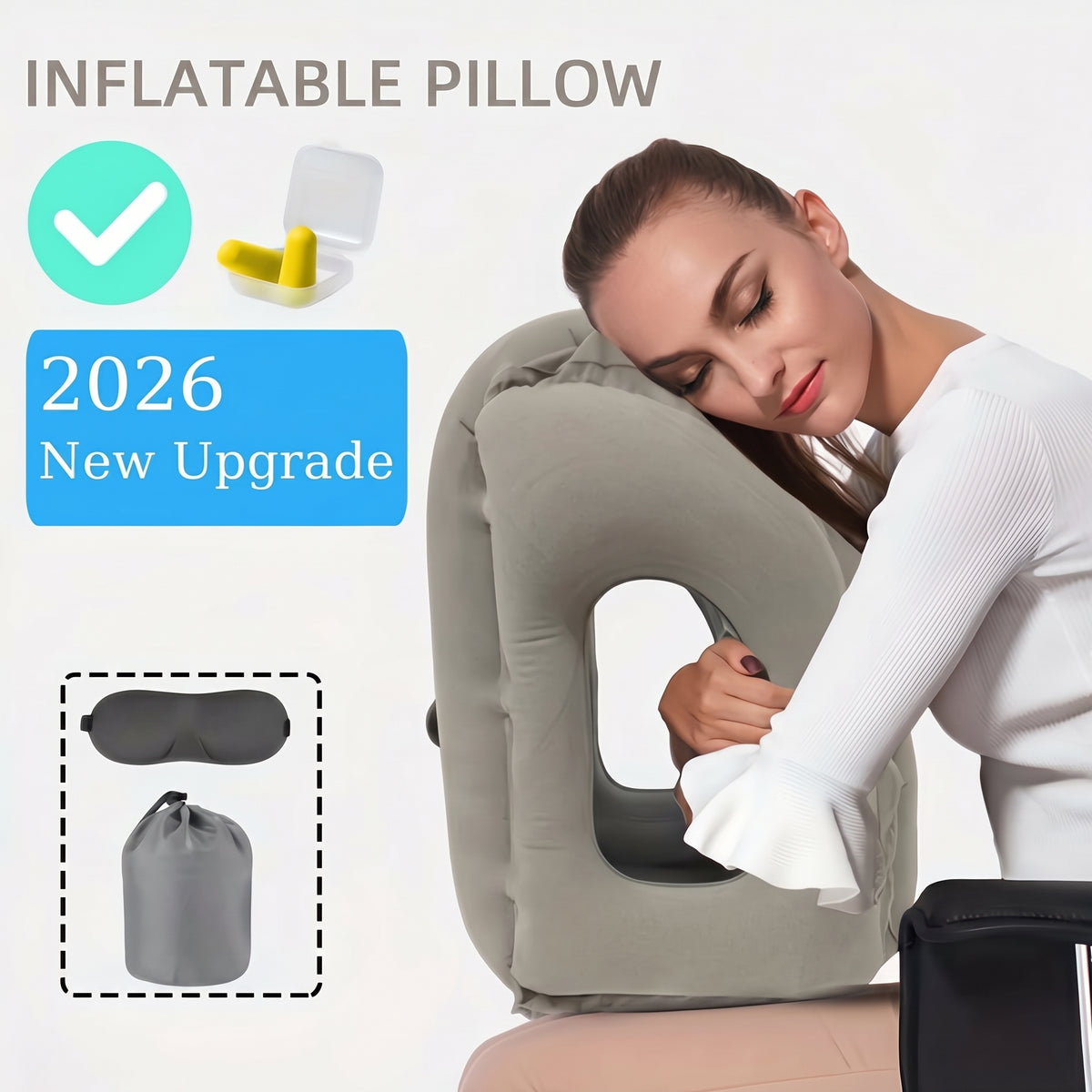 Inflatable Travel Pillow Portable Neck & Head Support