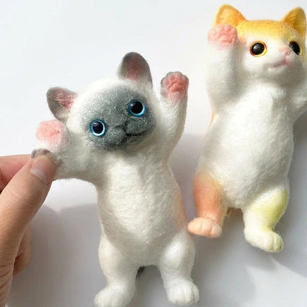 13cm cute chubby cat squishy toy in gray with realistic cat design