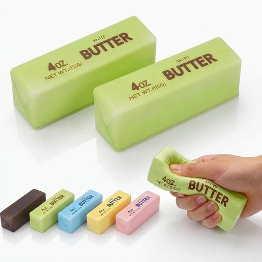 Green butter stick squishy 2-piece set with soft slow-rising texture