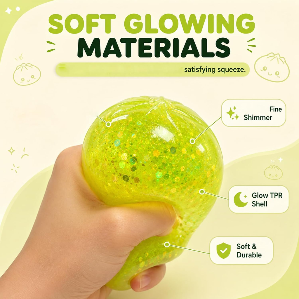 Glow-in-the-dark squishy fidget toy displayed as a desk accessory