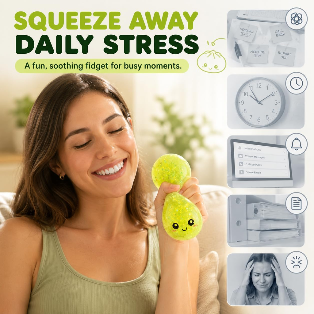 Portable glitter squishy toy for stress relief and everyday fidgeting
