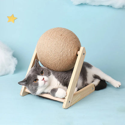 Cat scratching ball protecting furniture