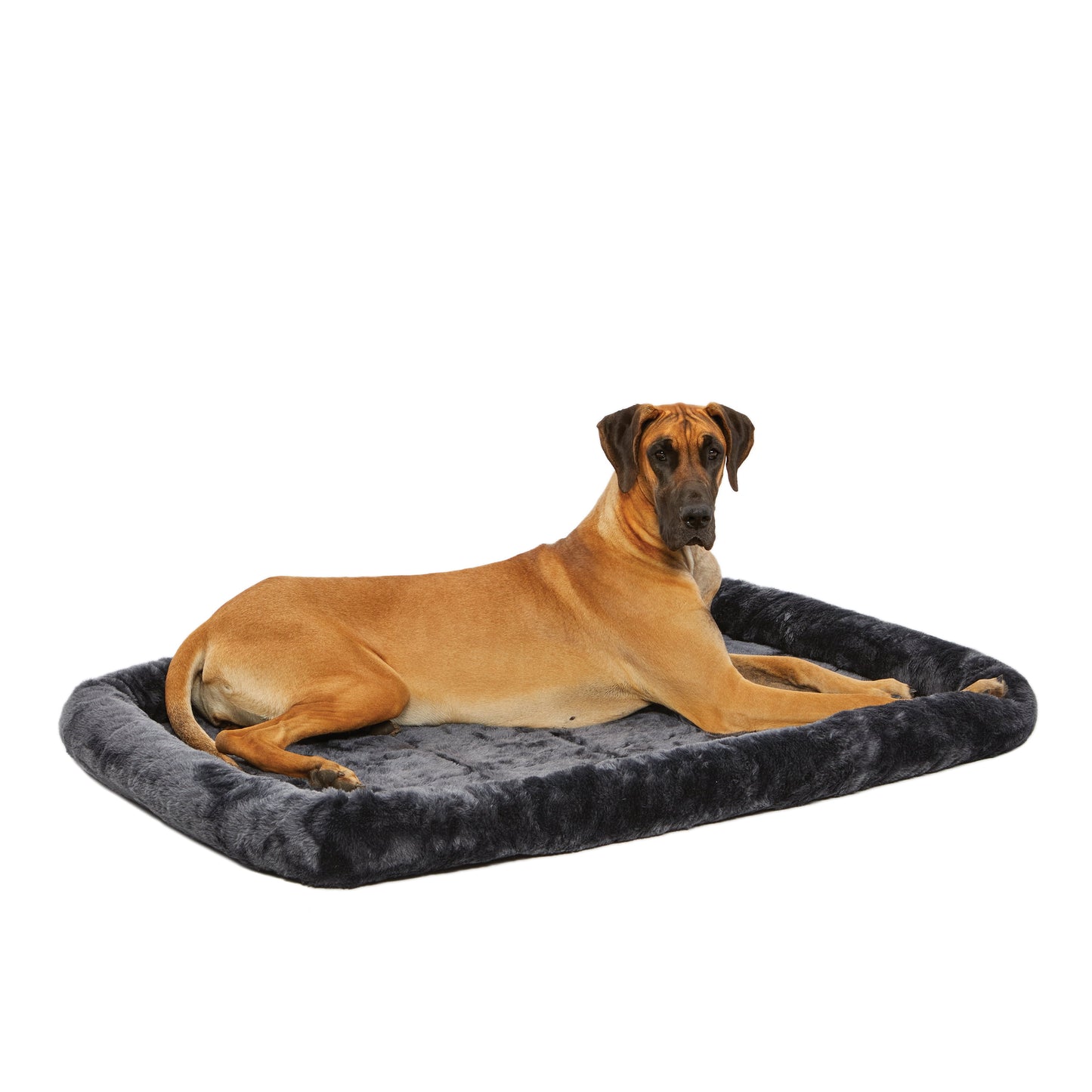 Gray Plush Fleece Bolstered Dog Bed – Fits 54-Inch 