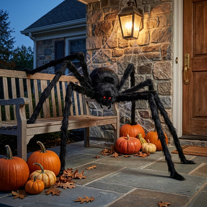 5 ft giant black hairy Halloween spider outdoor decoration