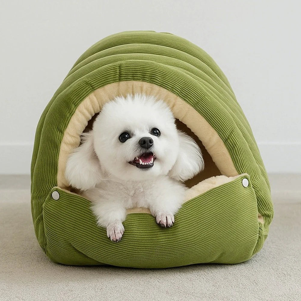 Thick plush cat bed with removable cushion